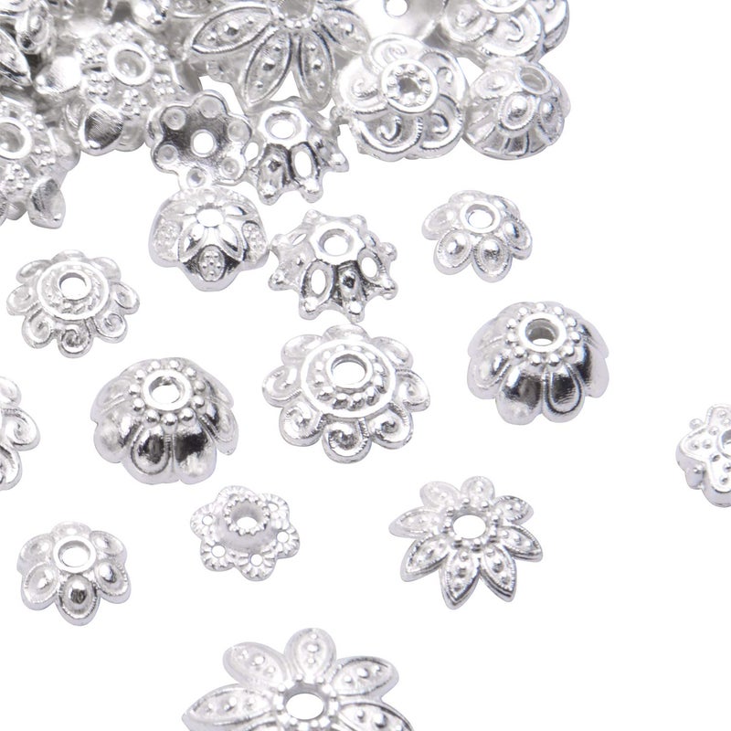 BronaGrand 100 Gram(About 180-350pcs) Bead Caps Metal Spacers Jewelry Findings Accessories for Bracelet Necklace Jewelry Making,Silver - Image 4